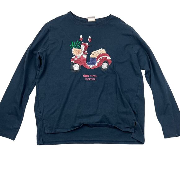 Zara Navy Moped Flip Sequin Shirt - Picture 1 of 5